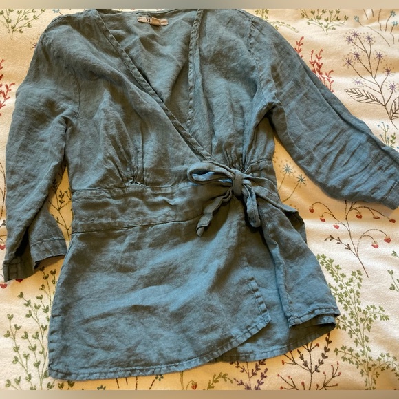 FLAX blue wrap top • size P (XS 4/6) • light blue • 3/4 sleeve • beautiful! 😍 - Picture 8 of 10